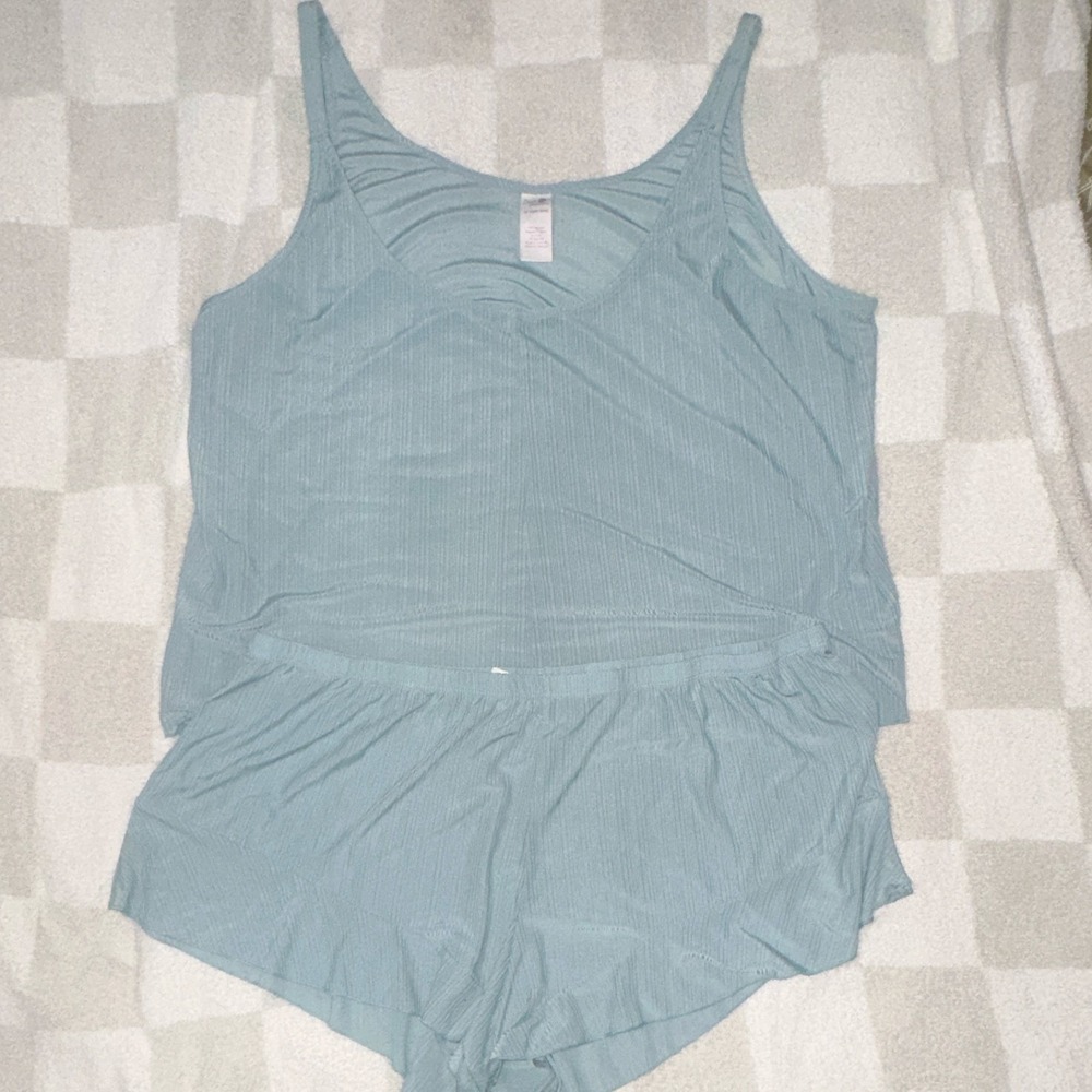 Secret Treasures Ribbed Cami & Shorts Pajama Set Blue 3X 22W-24W